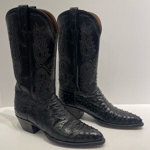 Lucchese Classics Handmade Black Full Quill Ostrich Cowboy Boots - Women’s 8